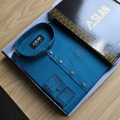 Luxury Octane blue embroidery panjabi